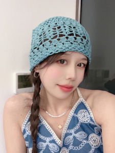 Spring Summer Korean Style Hollow out Hook Flower Headcap Womens Travel Versatile Face Slimming Sun Protection Hat