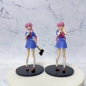 Bandai | In stock 17cm Future Diary  Mirai Nikki Gasai Yuno Anime Uniform Dress Standing Posture Action Figure Model toys Thanksgiving