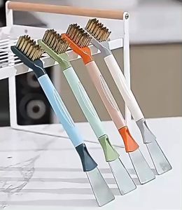 Kitchen Cleaning Wire Brush 3 in 1 Gas Stove Brush with Spatula Heavy Duty Wire Brush Household Sanitary Corner Wall Joint Cleaning Wire Brush