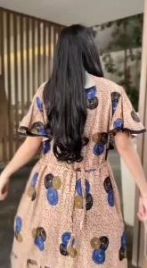 Daster Wanita Remaja Kekinian Daster Klok Terbaru Busui Biru