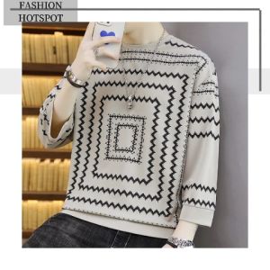 เสื้อยืดคอกลม แขน 5 ส่วน ทรงสวย เนื้อผ้ายืด นิ่มเด้ง ใส่สบาย สวยผ้ายืด ดีไซน์ลายสวย