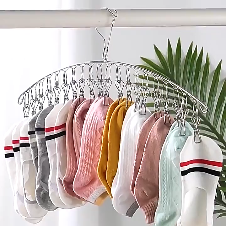20 Clips Stainless Steel Sock Hangers Windproof Clip Drying Rack Home Windproof Drying Rack Clothes Hanger