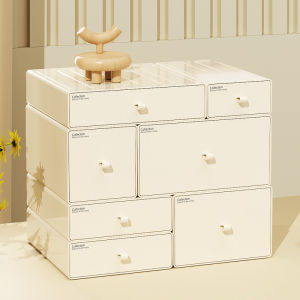 กล่องเก็บของชั้นโต๊ะทำงานแบบลิ้นจี่สำหรับออฟฟิศและหอพัก กล่องเก็บของป้องกันฝุ่น กล่องเก็บของสำหรับจัดระเบียบ กล่องเก็บของแบบยาวสีพื้น