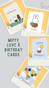 Miffy Sending Love Cute Aesthetic Cartoon Greeting Card Cute Balloon Love Romance Minimalist Greeting Card