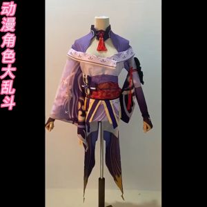 Game Genshin Impact Raiden Shogun Cosplay Costume Wig Jacquard Anime Uniform Halloween Costume Carnival Party Prop