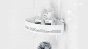 DehuB Vacuum Pad ชั้นวางของเข้ามูม ชั้นวางของในห้องน้ำ ห้องครัว ชั้นเก็บของ ไม่ต้องเจาะผนัง แผ่นกาว สูญญากาศ (Vacuum Pad Corner Shelf 250)