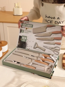 ชุดมีดญี่ปุ่น ชุดอุปกรณ์ทำอาหาร 6 ชิ้น ชุดสุดคุ้ม มีดสเตนเลสคม ไม้จับมีด