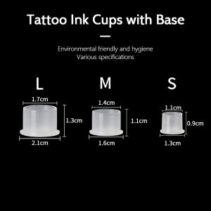 500/1000Pcs Plastic Disposable Tattoo Ink Cups With Base Pigment Clear Holder Container Cap Tattoo Accessory Permanent Makeup