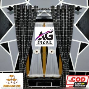 [A.G] gorden kotak minimalis hordeng jendela kotak hitam gorden kotak kotak aesthetic gorden kotak kotak jendela kamar hordeng kotak hitam gorden kotak hitam putih abu biru  horden kotak2 hitam putih gorden hitam putih Others