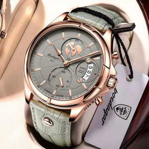 POEDAGAR Sports Casual Man Watch Date Waterproof Luminous Leather Chronograph Mens Watch Business Luxury Quartz Watches For Men
