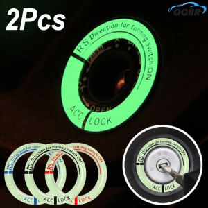 2Pcs Luminous Ignition Switch Cover Sticker Car Key Switch Glowing Protective Decoration Fluorescent Auto Ignition Key Ring Stickers