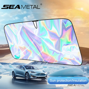 แก้วหน้าต่างด้านรถยนต์ไทเทเนียมสีเงินแผ่นกรองแสงติดรถยนต์ SEAMETAL ฉนวนกันความร้อนกันแดดตัวดูดแม่เหล็กผ้าม่าน