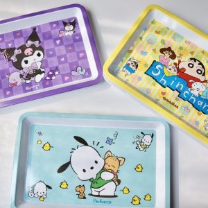 Cartoon Sanrio Dinner Plate Cute Cinnamon Dog Melody Dessert Plate Melamine Tray Girl Storage Display Tea Plate Square Shape
