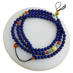 POTALA PALACE | Multifunctional Exquisite Lapis Lazuli Amber and Nanhong Stone Silver Necklace