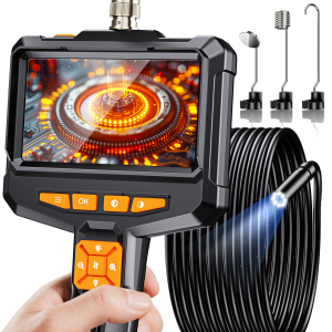 4.3 Inch Handheld Industrial Endoscope 16.4FT Semi-Rigid Cable Borescope HD Inspection Camera with LEDs IP67 for Automotive/Pipe