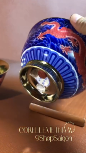 [Hàng Hiếm Triều Thanh 98% New] 01 Chiếc Tô/ Bát Gốm Sứ Phủ Vàng Lưỡng Long Tranh Châu - TRƯNG BÀY