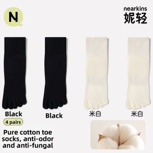 NEARKINS | Anti-Odor Antifungal Toe Separating Cotton Mid-Calf Socks