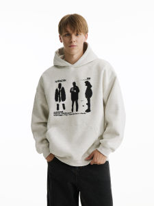 Mens Retro Print Hoodie Long Sleeve Loose Fit Overhead Top American Style Casual Wear Cotton Polyester Blend Autumn New Arrivals