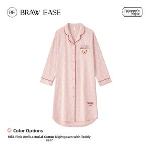 BE | Teddy Bear Collaboration Long Cotton Nightdress Autumn