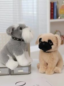 23cm Simulation Dog Plush Doll Cute Mini Schnauzer Bulldog Husky Shar-pei Animal Stuffed Toy Home Decor Gift For Boys And Girls