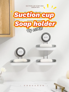 Ecoco Suction Cup Soap Dish Sponge Holder for Shower Bathroom Tub Kitchen Sink Nail-Free Hollow Drain