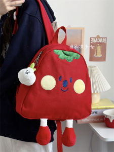 Cute Red Tomato Small Bookbag Japanese Style Ins College Student Niche Style Cartoon Backpack Mori Style Girl Small Backpack