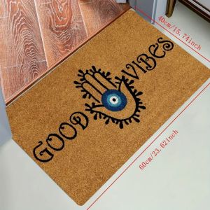 VIKAMA Evil Eye Welcome Doormat—1 Piece Anti-Slip Stain-Resistant Polyester Entrance Carpet Indoor & Outdoor Felt Rug mat