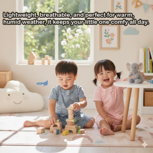 HOMIE【Short Sleeve Sleepsuit Romper with ZIPPER】Ultra Soft Organic Bamboo Baby Rompers (0-18 months)