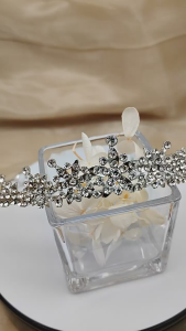 Headband Mahkota Putri Pengantin Wanita Dewasa Mahkota Tiara Bando Sempit Kristal Berkilau Elegant