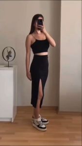 Shabhira Skirt Rok Span 7/8/Rok Span High Waist polos Belah Samping Kiri/Bawahan Wanita/Korean Style