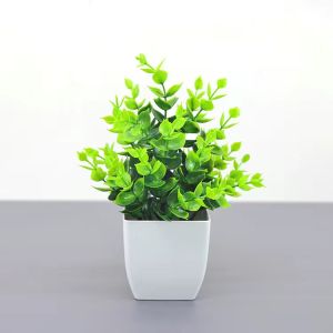 Living Room Dining Table Bedroom Plastic Fake Flower Pot Decoration Green Plant Simulation Small Potted Landscape Ornament
