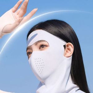 New model ice-silk full-face sun protection neck cover with integrated ventilation face mask for women