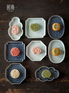 Retro Chinese Style Ceramic Zen Mini Dessert Plate Tea Ceremony Fruit Tray Handmade Home Use Cake Tray Elegant Design