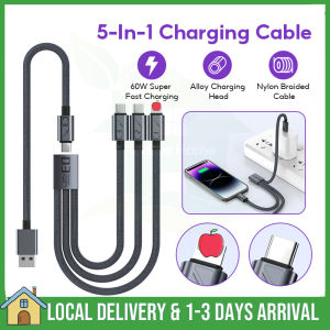 5 in1 3 in1 Fast Charging Cable 60W Nylon Bradied USB C Fast Charger Type-C Cable Data for Huawei Xiaomi Samsung vivo oppo Double TypeC/Lightning 1.2m