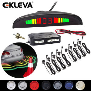 EKLEVA LED Display Parking SensorCar Reverse Backup Radar SystemLED Display+Buzzer Alert+4/8 Parking sensors for Universal Auto Vehicle