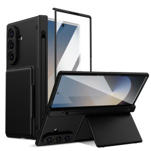 szhaiyu | Hinge Protection kickstand Case For Samsung Galaxy Z Fold 4 5 6 7 8 Ultra Card Slots Stylus Pen Slot Tempered Glass Screen Cover