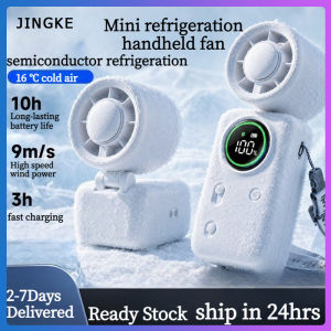 New Arrival Taoxilife Mini Semiconductor Refrigeration Handheld Fan 6000mAh Large Battery 100 Speed Stepless Adjust LED Digital Display Foldable 2-in-1 Handheld & Neck Portable Cooling Fan For Outdoor Travel Sports Ready Stock
