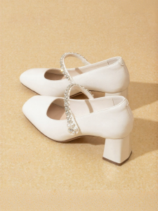 Josiny | Mary Jane Summer Leather Flat Shoes With Chunky Heel