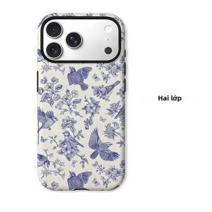 Ốp Điện Thoại Hai Lớp Blue Avian Toile Cho iPhone Chống Sốc Chống Trầy Xước Chất Liệu TPU Mềm Tương Thích Với Nhiều Mẫu Máy