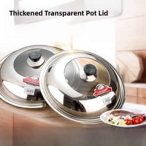 Stainless Steel Tempered Glass Pot Lid with Handle High Arched Universal Bucket Cover for Home Use Wok Lid Heat Resistant