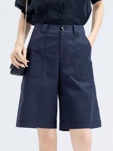 กางเกงขาสั้นทรงตรงเอวสูง กางเกงขายาวทรงหลวม 5 กระเป๋า ฤดูร้อน 2025 ใหม่ กางเกงขายาวทรงหลวม กางเกงขายาวทรงหลวม