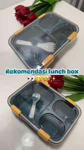 Lunch Box 3 sekat Kotak Makan 4 sekat 850ml dan 1250ml Tutup Transparant Lunchbox Tahan Panas Free Sendok Food Grade/KotakMakan
