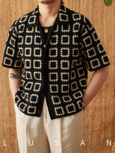 Casual Summer Knitted Loose Short Sleeves Shirt Men
