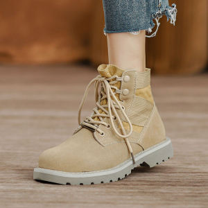 รองเท้าบูทมาร์ตินผู้หญิงหนังแท้ระบายอากาศได้ดี ฤดูร้อน 2025 ใหม่ บูทสั้นกลางแข้งป้องกันลม สไตล์อังกฤษ รองเท้าคู่สำหรับผู้ชายและผู้หญิง