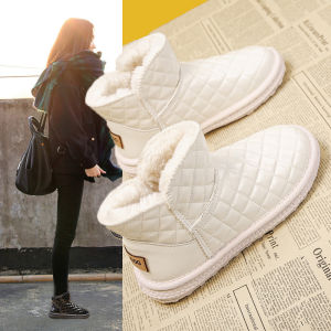 Giày Bốt Đi Tuyết Mùa Đông Dày Dặn Thời Trang Cho Nữ Giày Bốt Ngắn Bằng Vải Lông Cừu Chống Thấm Nước Đế Cao Su Thường Ngày