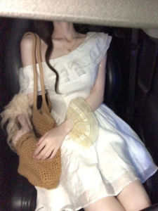 CHANGTONG | French Elegant Style One Shoulder Waist Slimming Dress Summer