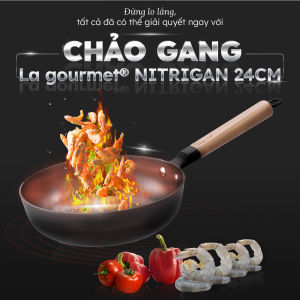 Chảo gang đúc nguyên khối 24cm cạn  chống dính tự nhiên sử dụng bếp từ an toàn sức khỏe sử dụng siêu bền không phủ lớp chống dính chứng nhận an toàn thực phẩm FDA chính hãng THƯƠNG HIỆU MỸ và SINGAPORE  đoạt giải thưởng người tiêu dùng  367501
