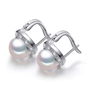 Huitan Fresh Style White/Pink Simulated Pearl Earrings for Lady Inlaid White CZ Fashion Versatile Women Jewelry Drop Shipping