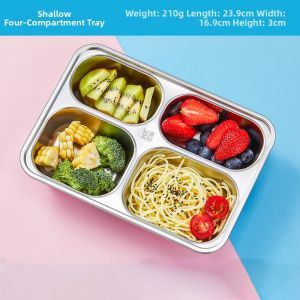 HANXIAO | Child Adult Stainless Steel Partitioned Meal Tray Lunch Box