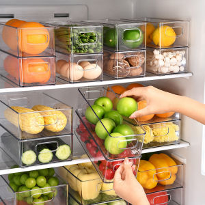 1-3PC Refrigerator Organizers Bins With Handle Plastic Pantry  Refrigerator Crisper Pantry Kitchen Food Freezer Tool Storage Box